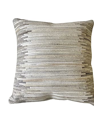 Noori Rug Dakota Grey Throw Pillow, Large, Cowhide Silver Foil 2 Pounds