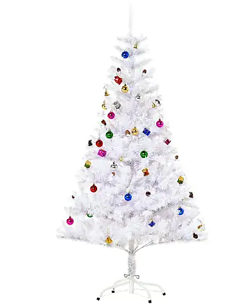 Albero di Natale con addobbi e rami in pvc bianco