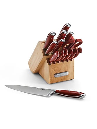 Farberware Edgekeeper Triple Riveted Knife Block Set with Built in  Sharpener 14-piece in White