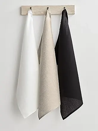 Now Designs Floursack Kitchen Towels Set of Three Black Oyster White