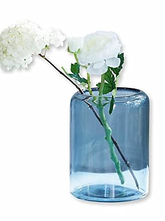 Vase H= 15cm mit Gold Rand Blumen Tisch Deko Vintage Retro Wohn bauchig Glas 