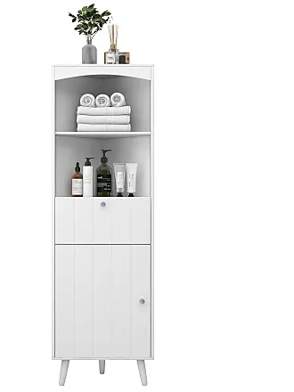 Merax Tall Bathroom Storage Cabinet, Slim Linen Tower with 3 Drawers and  Door, Adjustable Shelves, White