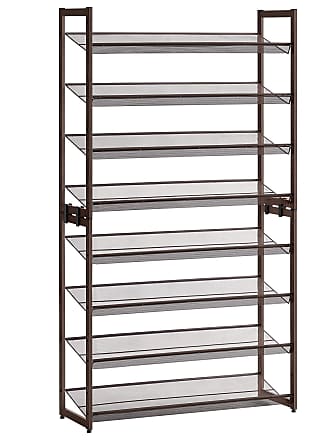 SONGMICS 3 Tier Metal Mesh Shoe Rack Cool Grey LMR03GB Stackable Storage Organiser in the Entryway Adjustable to Flat or Angled Shelves 