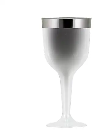 Silver Rim Clear Plastic Wine Glasses