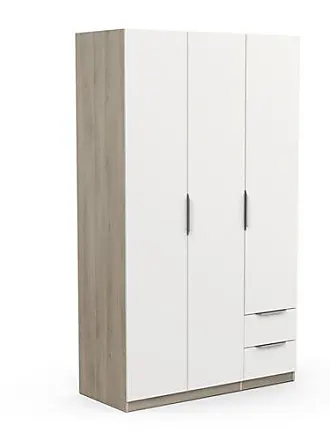 Penderie décor chêne et blanc l. 69,5 x P. 40 x H. 178,3 cm + meuble  chaussures à 2 compartiments
