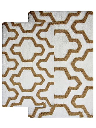 Saffron Fabs 2 Piece Bath Rug Set; Beige