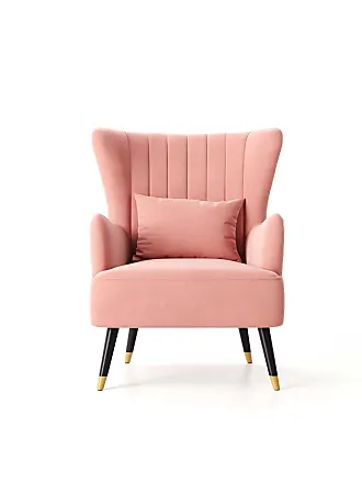 HOMCOM Accent Chair Velvet-Touch Vanity Chair Makeup Chair with Golden  Metal Legs for Living Room & Dining Room, Pink