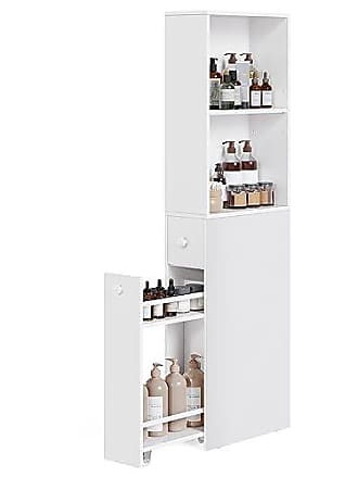 VASAGLE Small Bathroom Storage Cabinet, Slim Organizer, Toilet Paper Holder with Storage with Slide Out Drawers, for Small Spaces, White UBBC847P31