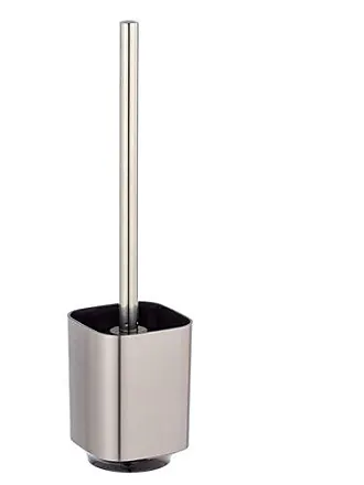 Brosse WC avec support mural - Acier inox et verre - Forme carrée WENKO