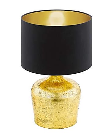 Nachttischlampe aus Stahl und Stoff inkl gold Schalter Fassung: E27 1 flammige Textil Tischleuchte Farbe: Nickel matt EGLO Tischlampe Maserlo cappuccino