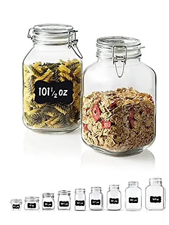 Mason Craft & More Airtight Kitchen Food Storage Clear Glass Clamp Jars,  101 Ounce (3 Liter) Extra Large Clamp Jar