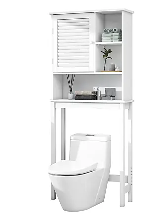 Merax Slim Tall Bathroom Storage Cabinet with Adjustable Shelf, Drawer and  2 Doors, Freestanding Linen Tower, 16.5 L x 14.2''W x 63.8''H, White