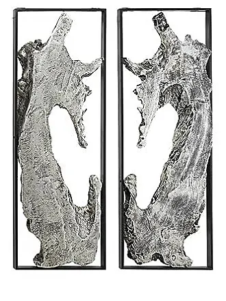  Deco 79 Magnesium Oxide Abstract Handmade Live Edge Wall Decor  with Black Frame, 35 x 3 x 23, Silver : Home & Kitchen