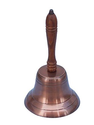 Hampton Nautical 3xglass-101 Antique Copper Hand Bell with Wood Handle 11 Nautical Home Decoration, 11 inch