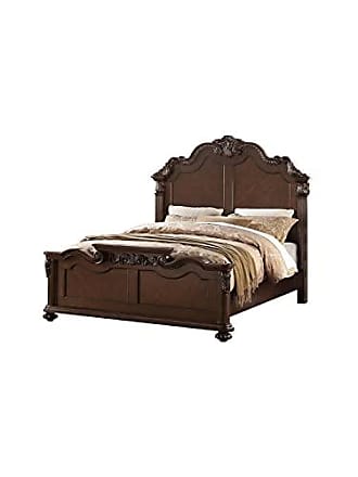 Gage Traditional Queen Sleigh Bed Wood Frame Rich Brown Cherry Finish