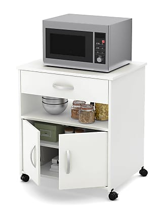 South Shore Furniture Axess Microwave Cart on Wheels-Pure White