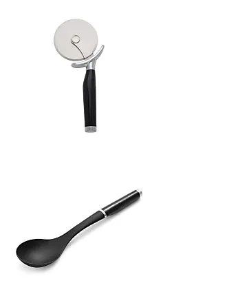 KitchenAid Classic Soup Ladle, One Size, Black 2 & Classic Basting Spoon,  One Size, Black 2