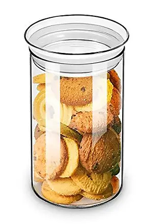 ZENS Glass Kitchen Canisters, 12cm Wide Mouth Airtight Storage Jars Set  with Glass Lids, 4 Pack Large Tight Seal Cylinder Containers for Baking  Flour