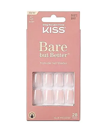 KISS Salon Acrylic, Press-On Nails, Nail glue included, Crush Hour',  French, Petite Size, Squoval Shape, Includes 28 Nails, 2g Glue, 1 Manicure  Stick
