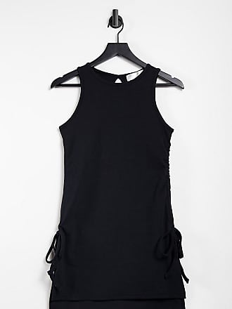 Outrageous Fortune Tall exclusive ruched side detail longline top in black