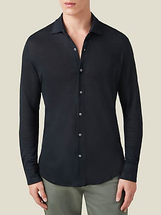 Reiss - Black Multi Linen Floral Cuban Collar Shirt, XXL