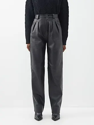 Ponte and pebbled-leather bootcut pants