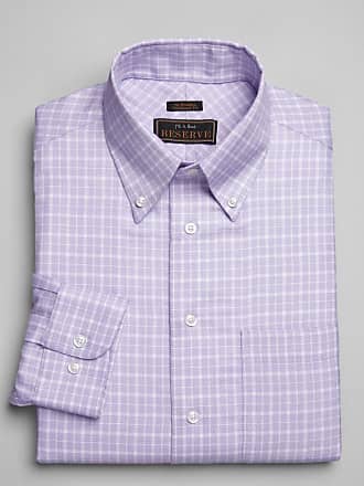 Jos. A. Bank Mens Reserve Collection Traditional Fit Button-Down Collar Check Dress Shirt - Big & Tall, Purple, 16 1/2x37 Tall