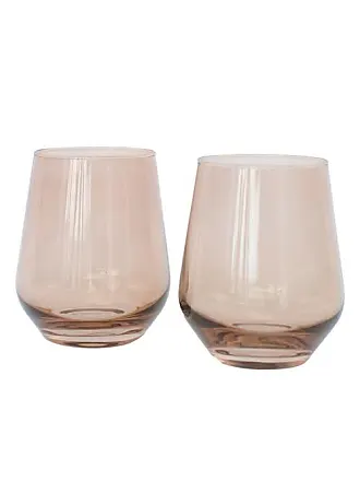 Estelle Colored Glass Tinted Stemless Wine Glasses 6-Piece Set Purple