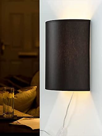 Design Wandlampe Schlafzimmer Deko Stoff Beleuchtung Schalter Flurleuchte grau 
