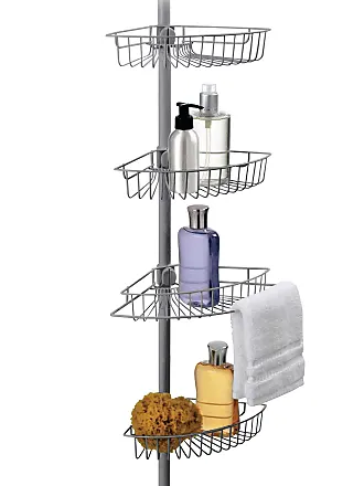 Rust Proof Aluminum Shower Caddy with Bamboo Shelves, Satin Chrome