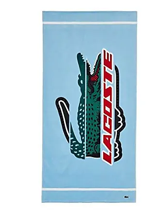 Lacoste Gray With White Stripes Terry Bath Towel With Alligator Logo 30 X  48 Masculine Bath Towel, Lacoste Bath Towel, Gray Stripe Towel 
