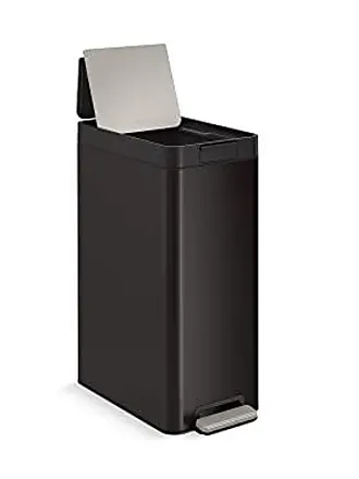 Black 13-Gallon Kitchen Trash Can with Foot Pedal Step Lid - On