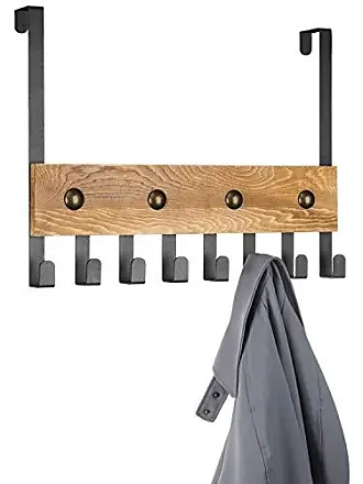 MyGift Solid Wood Wall Mounted Bathroom Shelves with Towel Bar