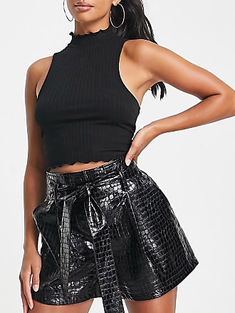 Miss Selfridge petite faux leather mini skirt with side slit in