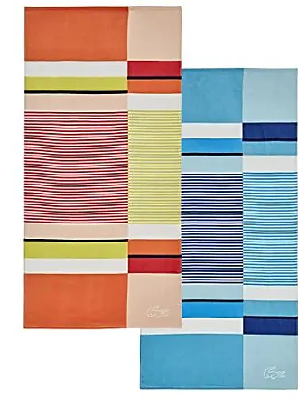 Lacoste Duke 100% Cotton Beach Towel, 36 W x 72 L, Blue Stripe