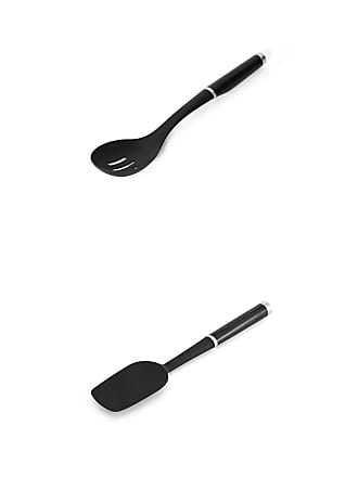 KitchenAid Classic Spoon Spatula, One Size, Black 2 & KitchenAid KE001OHOBA  Classic Solid Turner, One Size, Black 2