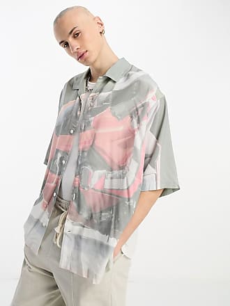 Weekday Unisex Oversized Short Sleeve Resort Shirt in Gray Exclusive to ASOS