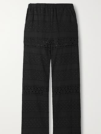 Alice & Olivia Adele Broderie Anglaise Voile Straight-leg Pants - Black - x small,small,medium,large,x large