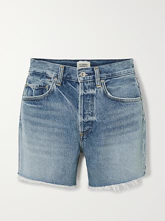 Damen Bekleidung Kurze Hosen Jeans-Shorts und Denim-Shorts Aries Denim Ungesäumte Jeans-Shorts in Lila 