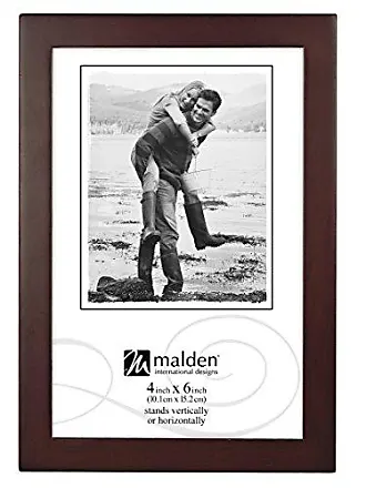  Malden International Designs Dark Walnut Concept Wood Picture  Frame, Double Vertical, 2-4x6, Walnut - Luxury Frames