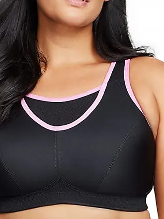 Glamorise No-Bounce Camisole Wire-free Sports Bra - Black/Pink - Curvy Bras