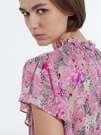 Mode Blouses Ruche blouses Jobis Ruche blouse lila-wit geruite print zakelijke stijl 