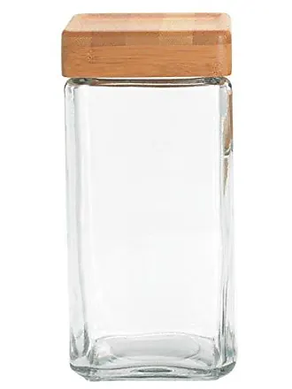 1 1/2 Quart Anchor Square Jar with Bamboo Lid - Jar Store