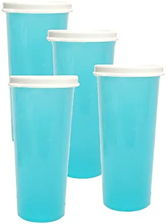 Tupperware (4) Impressions Tumblers 16 Ounce Cups Tokyo Blue, Parrotfish,  Emberglow and Salsa Verde