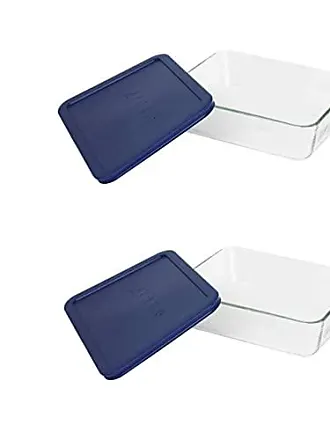 Pyrex (2) 7203 7-Cup Glass Bowl & (2) 7402-PC Sea Glass Lid (2-Pack), Blue