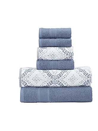 Shop Marle 100% Cotton Dobby Yarn Dyed 6 Piece Towel Set Blue, Bath Towels