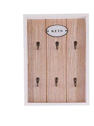 joyMerit 2X Wandschlüsselhalter Aus Holz Aufbewahrungsbox Mit 6 Haken Typ Braun 