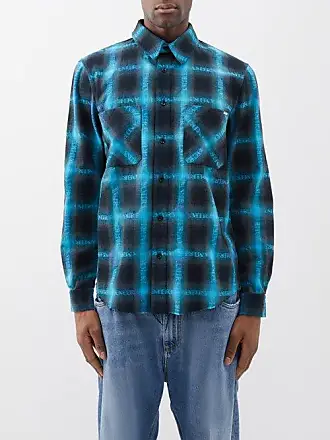 Off-White - Embellished Checked Cotton-Blend Flannel Shirt - Men - Red  Off-White