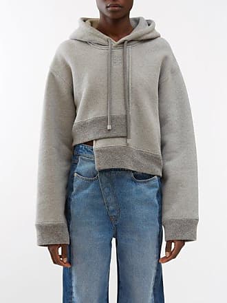 Anagram Cropped Zip Up Hoodie in Beige - Loewe