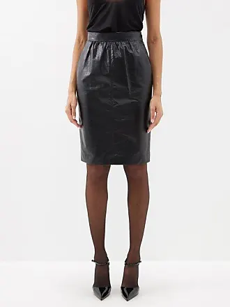 Saint Laurent high-waisted lambskin pencil skirt - Brown